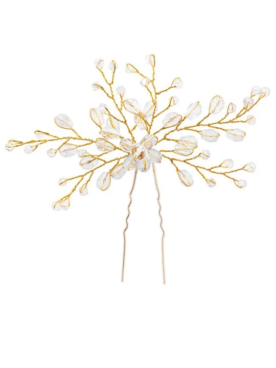 Troli Forcina decorativa placcata in oro con perline donna