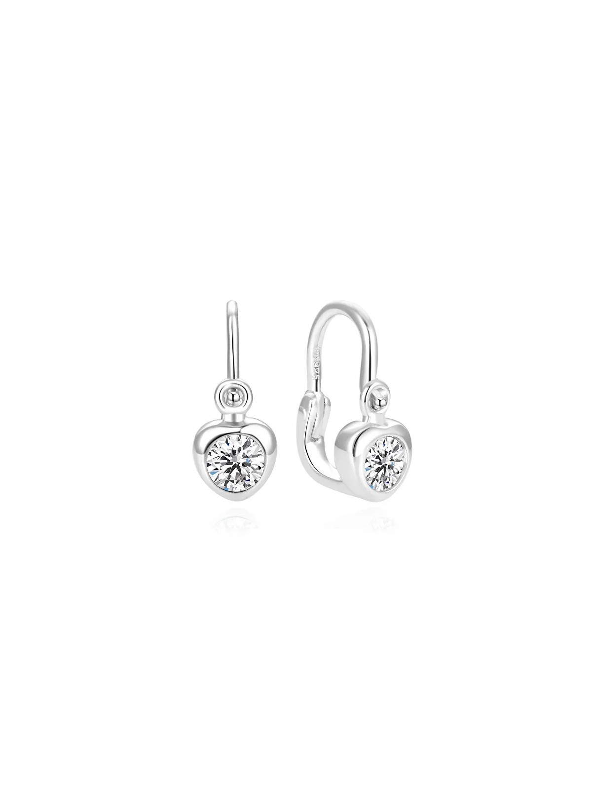 Delicati orecchini in argento a forma di cuore AGUC2557D-WHITE Codice: sBE1314