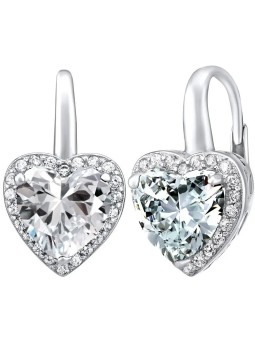 Silvego Orecchini a cuore in argento con zircone LPS0629EW donna