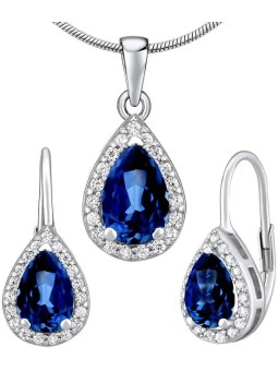 Silvego Set in argento MONACO con zaffiro LPS0341BS (orecchino, pendente) donna