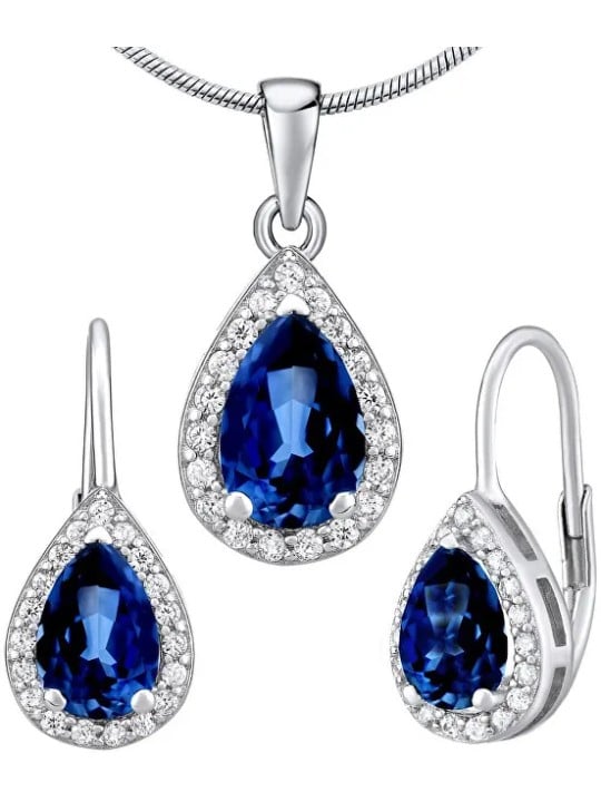 Silvego Set in argento MONACO con zaffiro LPS0341BS (orecchino, pendente) donna
