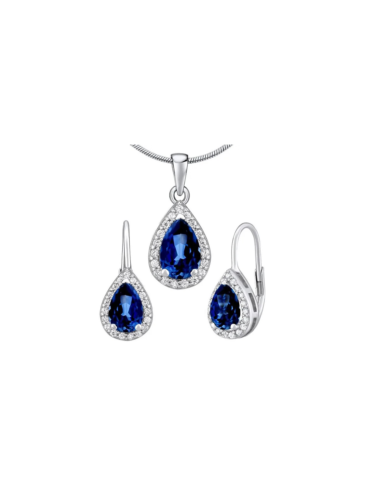 Silvego Set in argento MONACO con zaffiro LPS0341BS (orecchino, pendente) donna