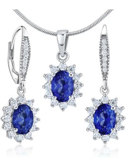 Silvego JJJE766SA Set di zaffiri in argento (orecchini, pendente) donna