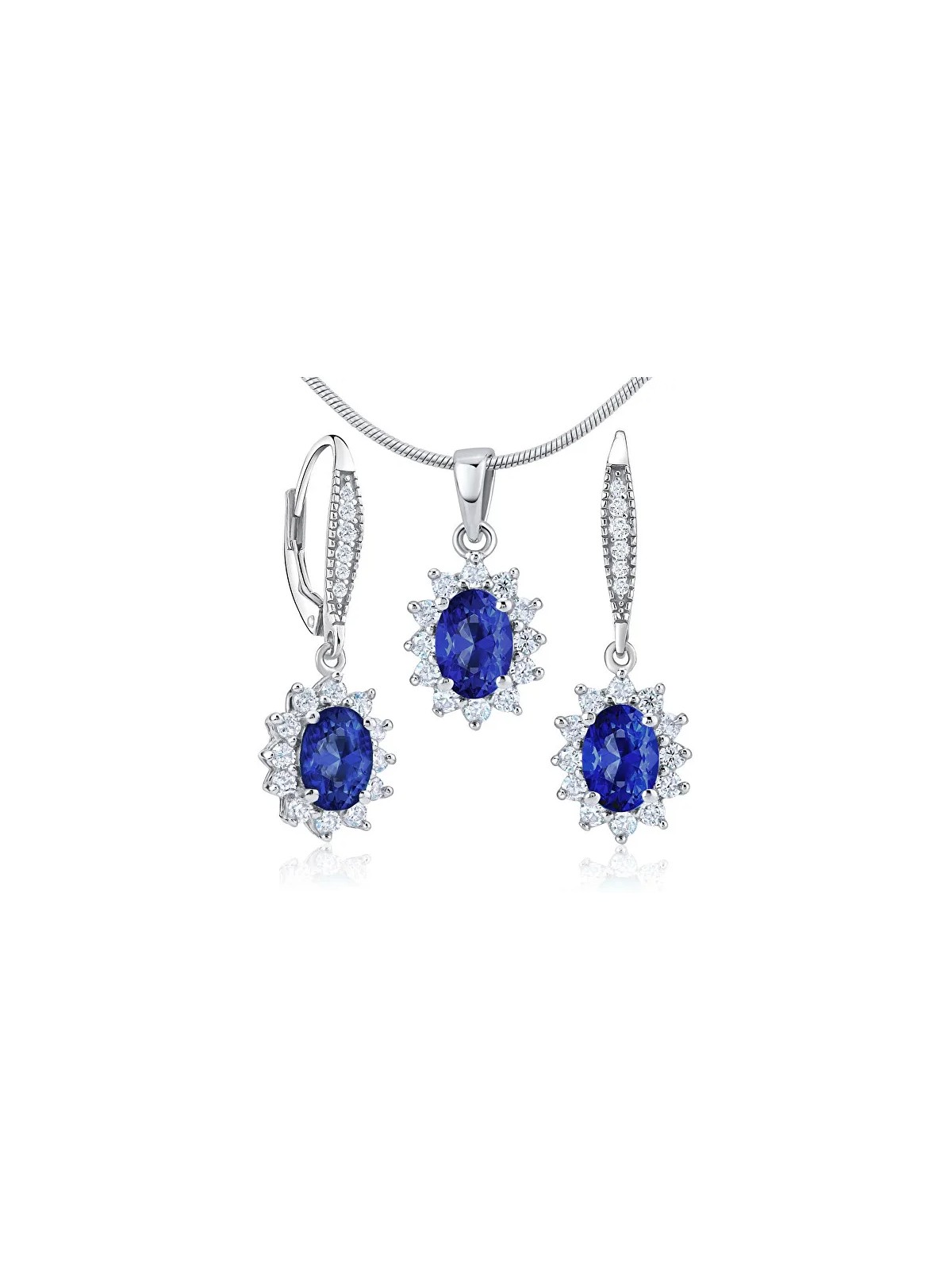 Silvego JJJE766SA Set di zaffiri in argento (orecchini, pendente) donna