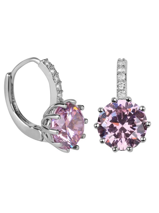 Troli Orecchini scintillanti con cristilla rosa donna