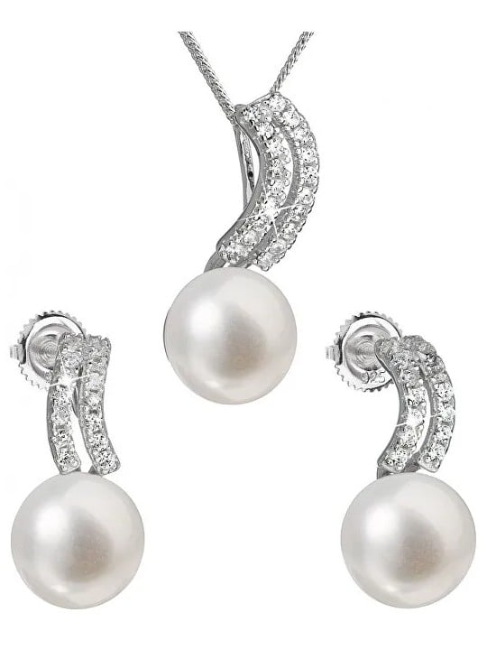Evolution Group Parure di gioielli in argento con perle autentiche Pavon 29037.1 donna