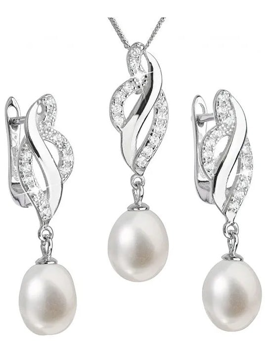 Evolution Group Parure di lusso in argento con perle autentiche Pavon 29021.1 donna