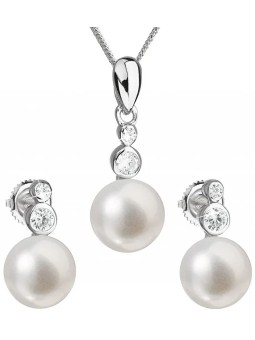 Evolution Group Pavona 29035.1B Set di gioielli in argento con perle autentiche (orecchini, catena, pendente) da donna