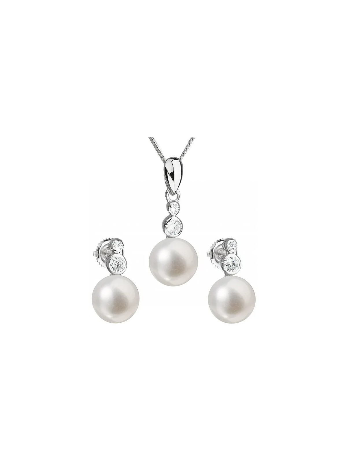 Evolution Group Pavona 29035.1B Set di gioielli in argento con perle autentiche (orecchini, catena, pendente) da donna