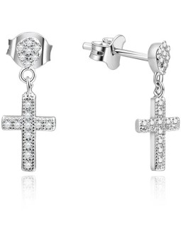 Beneto Orecchini in argento croci con strass AGUP1176 donna