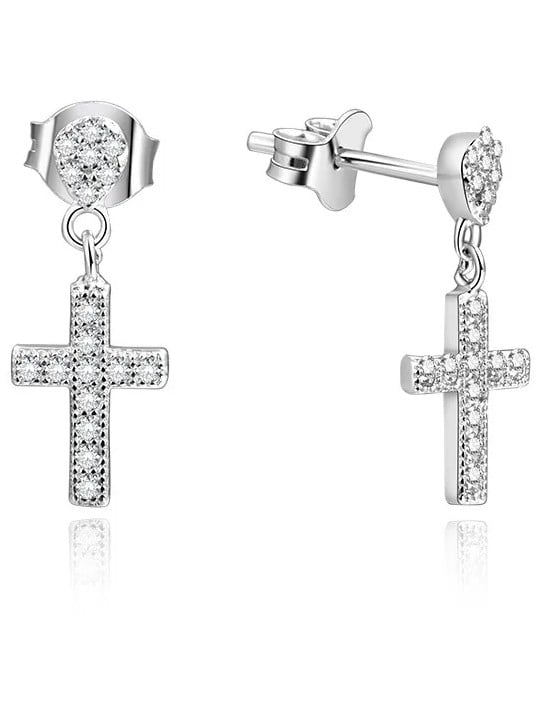 Beneto Orecchini in argento croci con strass AGUP1176 donna