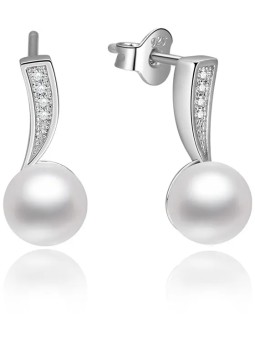 Beneto Orecchini in argento con perle vere AGUP1188 donna