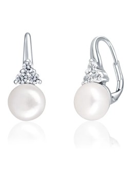 JwL Luxury Pearls Orecchini di lusso in argento con vera perla e zirconi JL0641 donna