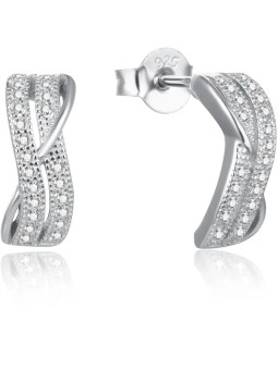 Beneto Orecchini moderni in argento con zirconi trasparenti AGUP2261 donna