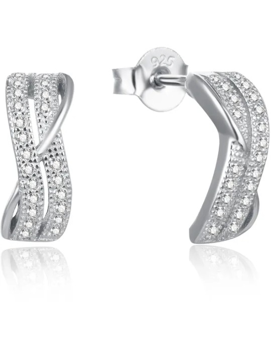 Beneto Orecchini moderni in argento con zirconi trasparenti AGUP2261 donna