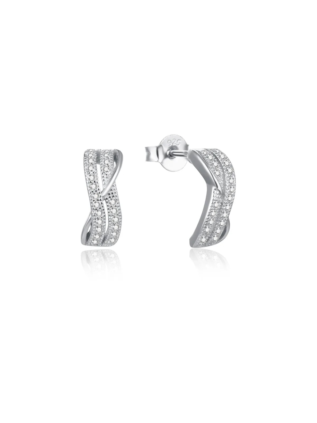 Beneto Orecchini moderni in argento con zirconi trasparenti AGUP2261 donna
