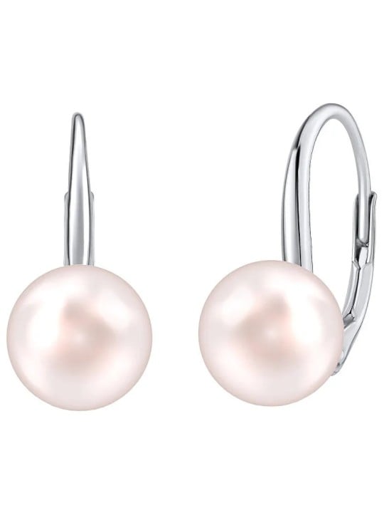 Silvego Orecchini in argento con perla rosa chiaro Swarovski ® Crystals VSW015ELPS donna
