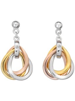 Hot Diamonds Orecchini in argento tricolore con diamanti Trio DE645 donna