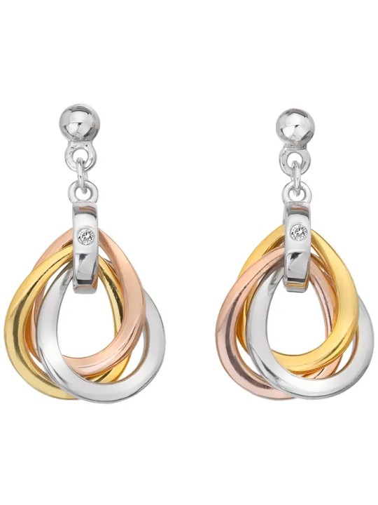 Hot Diamonds Orecchini in argento tricolore con diamanti Trio DE645 donna