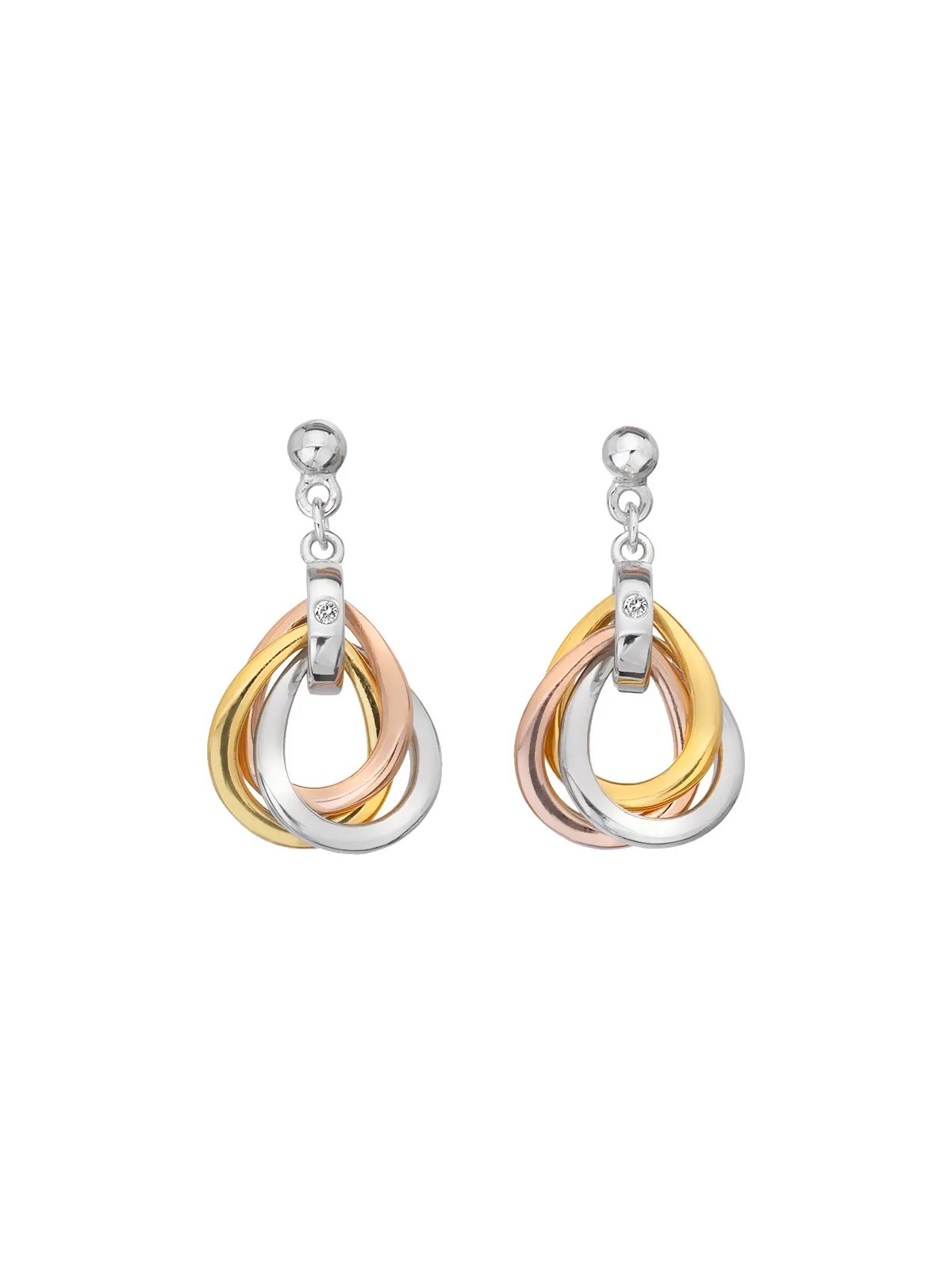 Hot Diamonds Orecchini in argento tricolore con diamanti Trio DE645 donna