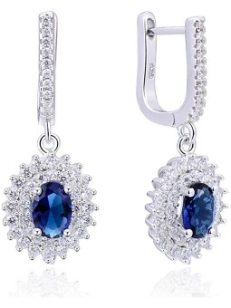 Beneto Orecchini in argento abbagliante con zirconi blu AGUC2247 donna