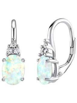 Silvego Orecchini in argento con opale sintetico bianco Olivia LPS1508W donna