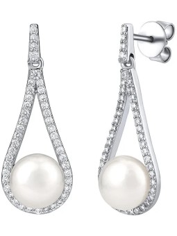 Silvego Orecchini di lusso in argento con vera perla bianca LPSGRP19233W donna
