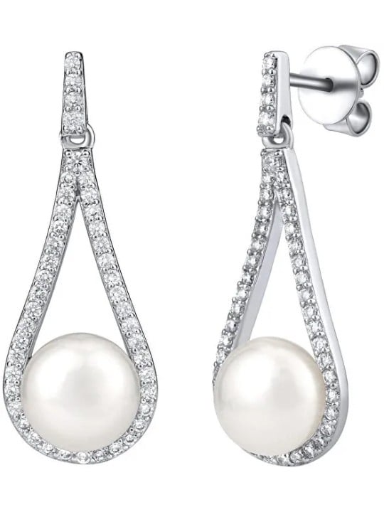 Silvego Orecchini di lusso in argento con vera perla bianca LPSGRP19233W donna