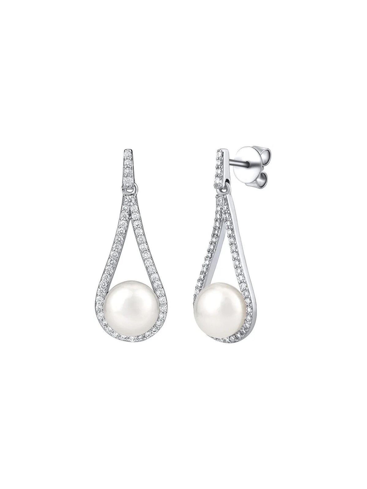 Silvego Orecchini di lusso in argento con vera perla bianca LPSGRP19233W donna