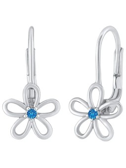 Silvego Orecchini in argento - fiore con Swarovski® Zircone blu SILVEGOB31857SB donna