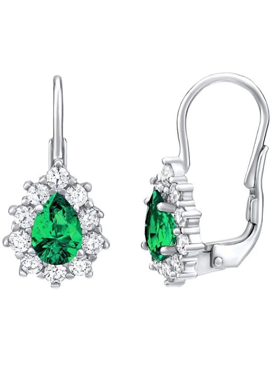 Silvego Orecchini in argento con pietra Swarovski verde Created Stones SILVEGO31866G donna
