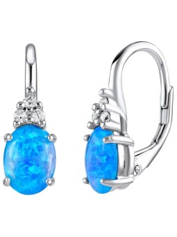 Silvego Orecchini in argento con opale sintetico blu Olivia LPS1508M donna