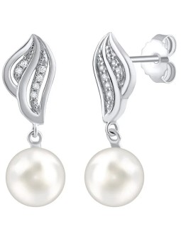 Silvego Orecchini in argento con perla naturale bianca FW12574W donna
