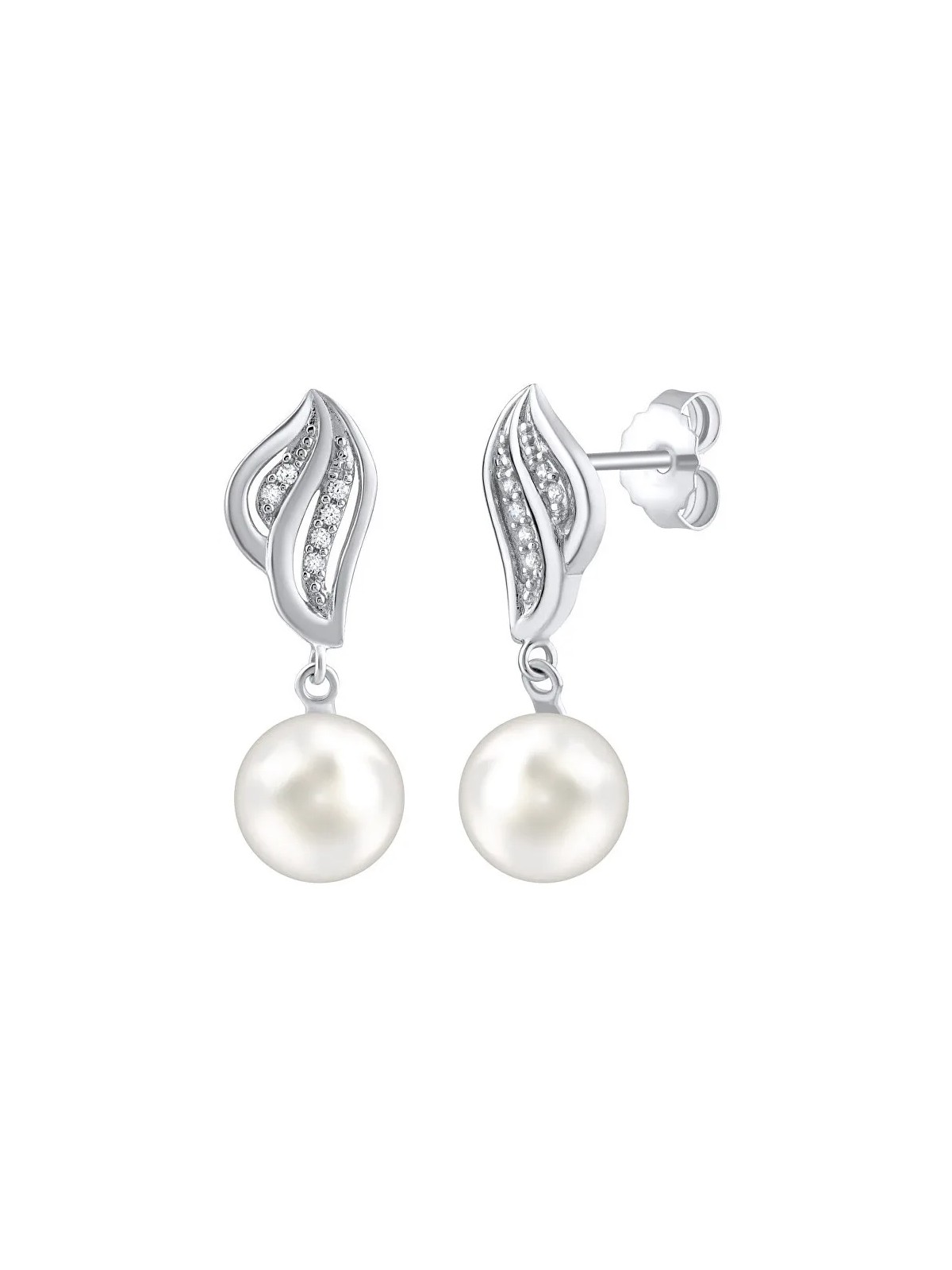 Silvego Orecchini in argento con perla naturale bianca FW12574W donna