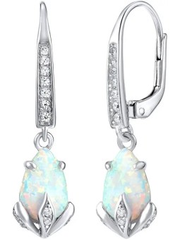 Silvego Orecchini in argento con opale sintetico bianco JJJE1267W donna