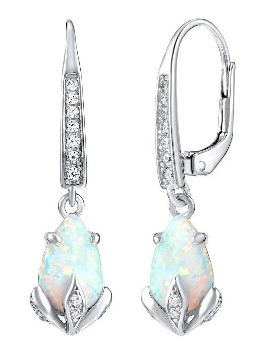 Silvego Orecchini in argento con opale sintetico bianco JJJE1267W donna