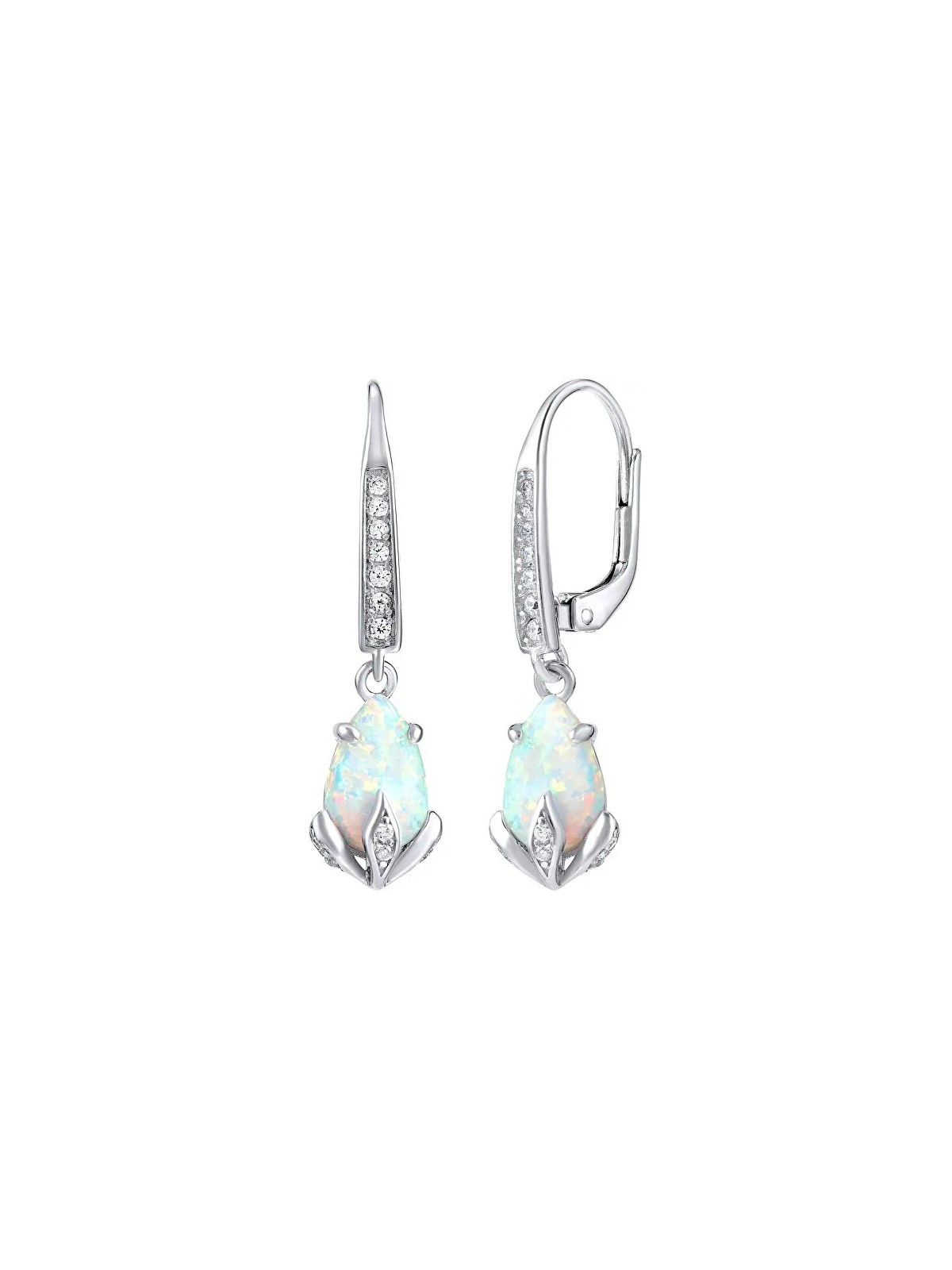 Silvego Orecchini in argento con opale sintetico bianco JJJE1267W donna