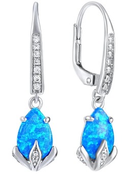 Silvego Orecchini in argento con opale sintetico blu JJJE1267B donna