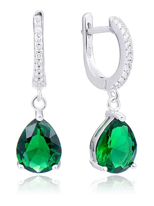 Beneto Elegant orecchini in argento con zirconi verdi AGUC2249 donna