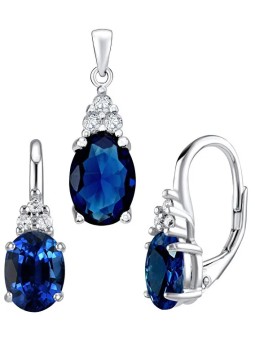 Silvego Parure in argento JENNER con zaffiro LPS1381LB (orecchini, pendente) donna