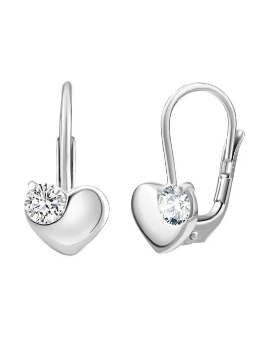 Silvego Delicati orecchini a cuore in argento con zirconi trasparenti Swarovski SILVEGO70462s donna
