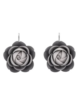Troli Orecchini pendenti grigi a forma di fiori di Seul donna