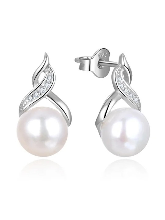 Beneto Orecchini di perle di lusso con zirconi AGUP2616P-WHITE donna