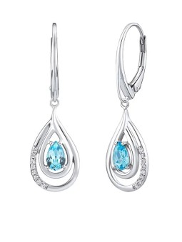 Silvego Orecchini di lusso in argento con topazio azzurro e zirconi FWE10130LBT donna