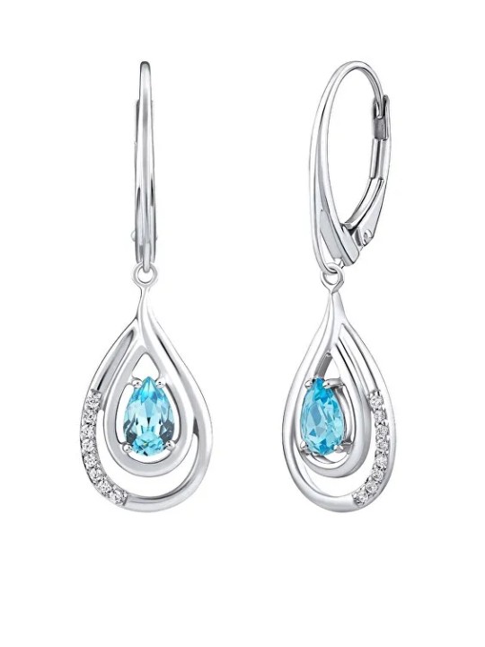 Silvego Orecchini di lusso in argento con topazio azzurro e zirconi FWE10130LBT donna
