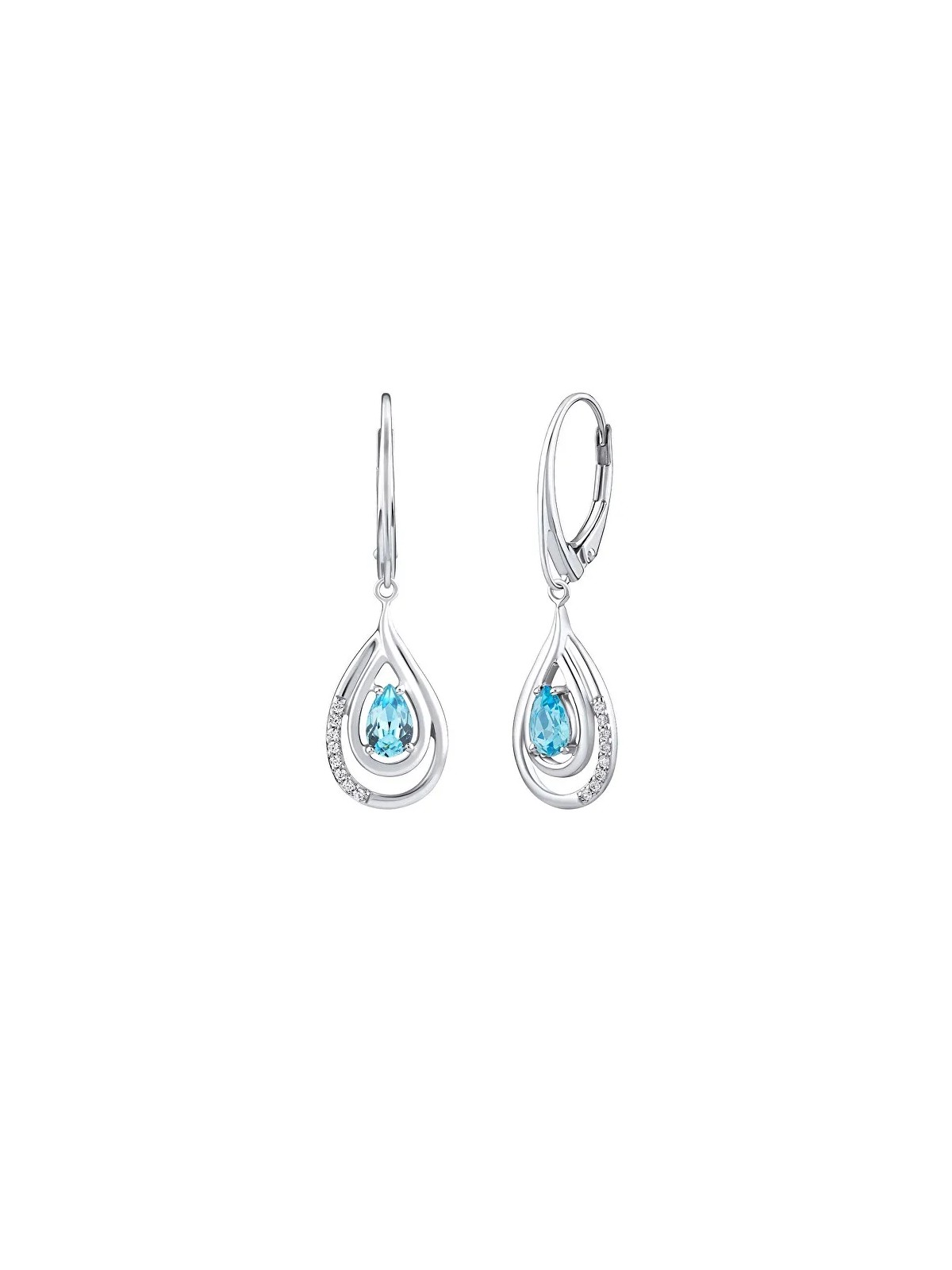 Silvego Orecchini di lusso in argento con topazio azzurro e zirconi FWE10130LBT donna