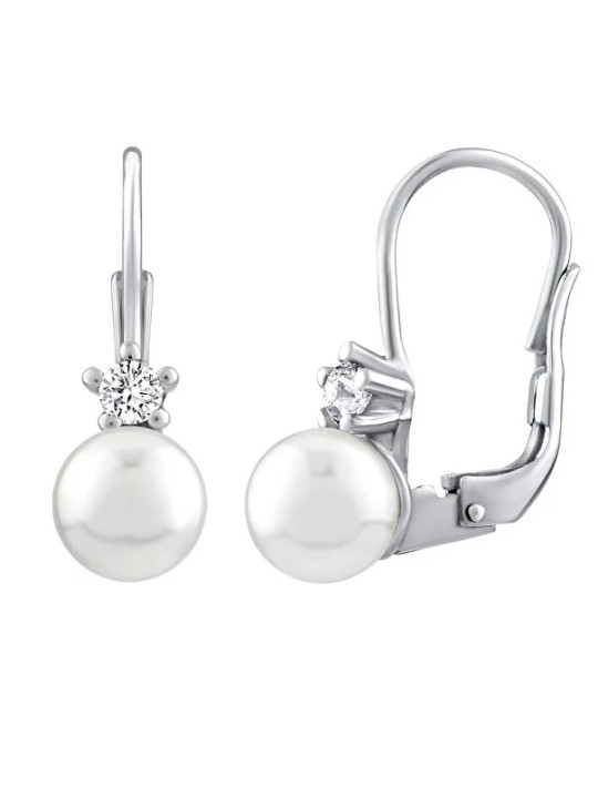 Orecchini Silvego Delicati in argento con Swarovski bianco perla SILVEGO35037W donna