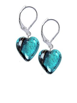 Lampglas Eccezionali orecchini a forma di cuore turchese con perle in argento puro Lampglas ELH5 donna