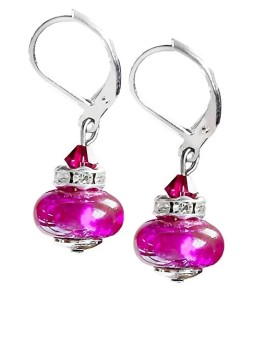 Lampglas Magnifici orecchini Magenta Dream con argento puro e perle Lampglas ESH4 donna