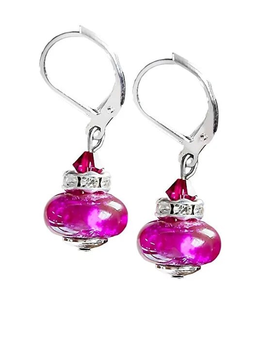 Lampglas Magnifici orecchini Magenta Dream con argento puro e perle Lampglas ESH4 donna